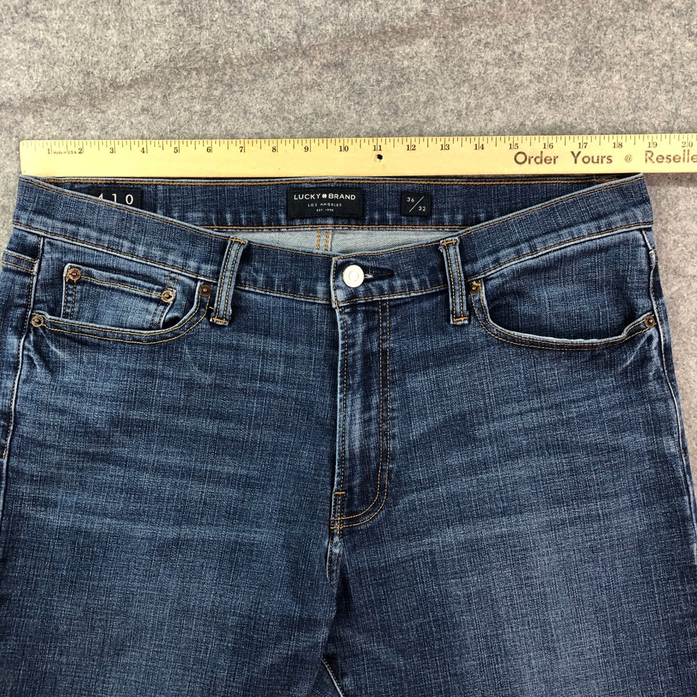 Lucky Brand 410 Mens Jeans 36x32 (fits 38x31) Blue Athletic Slim Medium Wash - Picture 9 of 16